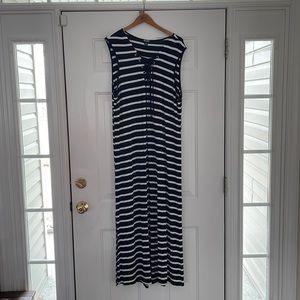 RELAXX by EXIST - Navy and White, striped, sailor-style, sleeveless, maxi dress
